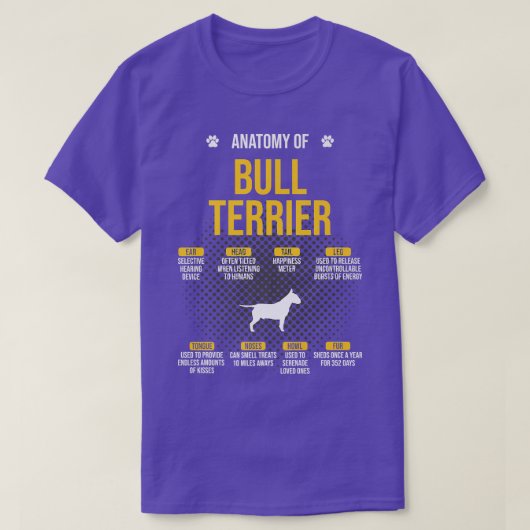 Anatomie van bull Terrier Hondenliefhebber T-shirt (Design voorkant)