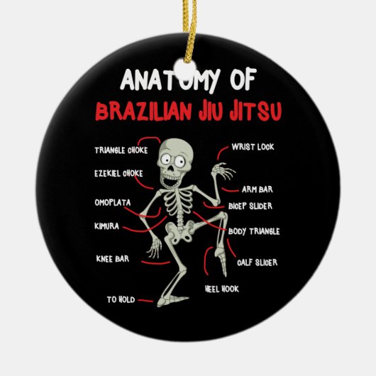 Anatomie van de Braziliaanse Jiu Jitsu BJJ Skeleto Keramisch Ornament (Voorkant)