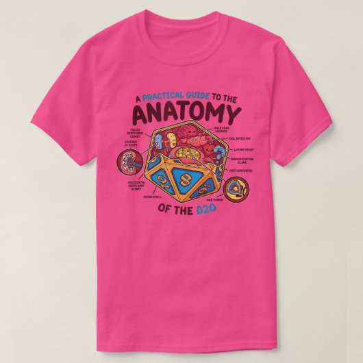 Anatomie van de D20 Polyhedral 20 Sided Dice Funny T-shirt (Design voorkant)