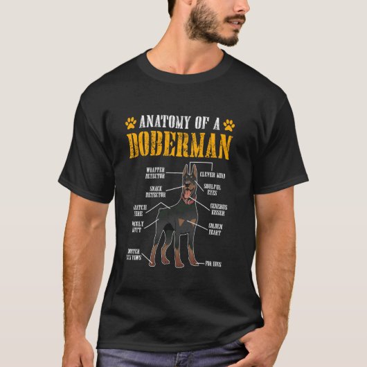 ANATOMIE VAN DE DOBERMANN Hondenbezitter Funny Dob T-shirt (Voorkant)