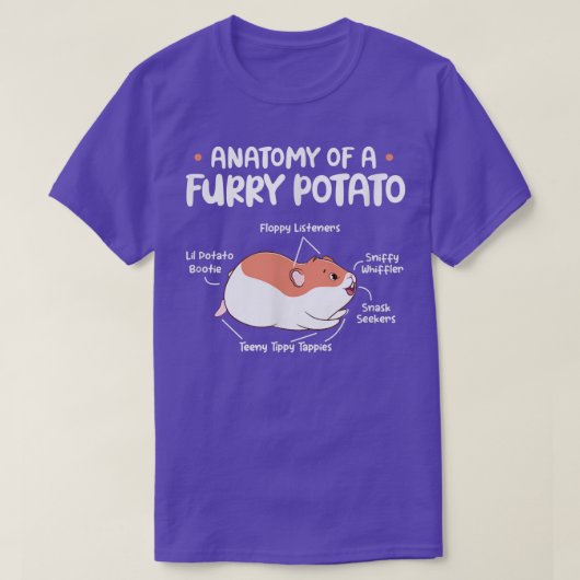 Anatomie van de "Furry Potato Guinea Pig Rodent Ka T-shirt (Design voorkant)