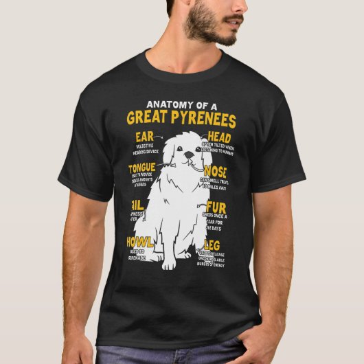 Anatomie van de Grote Pyreneeën Dog T-shirt (Voorkant)