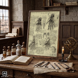 Anatomie van de menselijke hand door Leonardo da V Poster