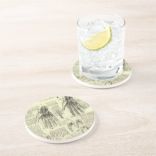 Anatomie van de menselijke hand door Leonardo da V Zandsteen Onderzetter (Zijkant)