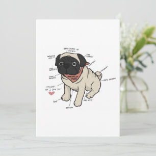 Anatomie van de Pug Dog Chart Feestdagenkaart