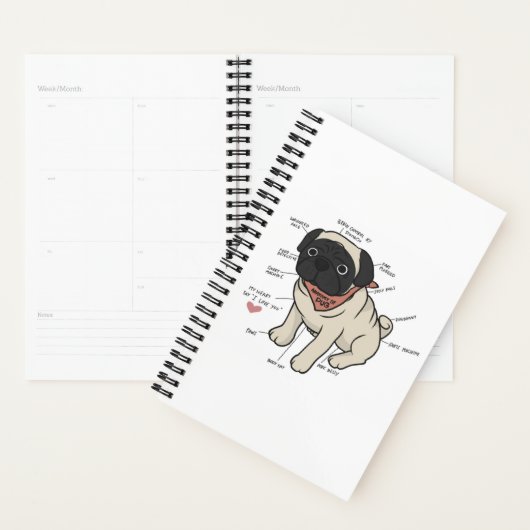 Anatomie van de Pug Dog Chart Planner (Display)