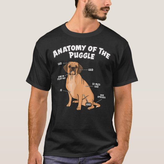 Anatomie van de puggle Funny Dog Lover Pug Beagle T-shirt (Voorkant)