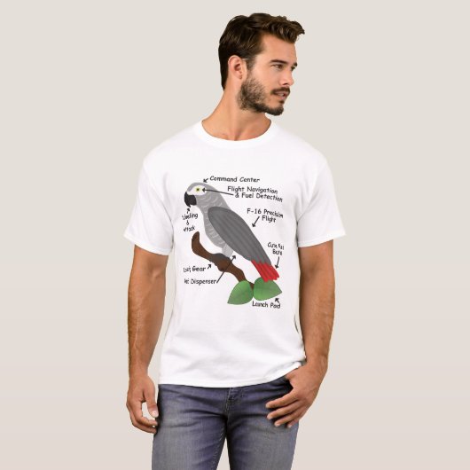 Anatomie van een Afrikaanse grijze papegaai T-shirt (Voorkant volledig)