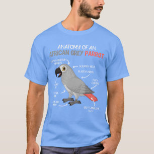 Anatomie van een Afrikaanse grijze papegaai Vogell T-shirt