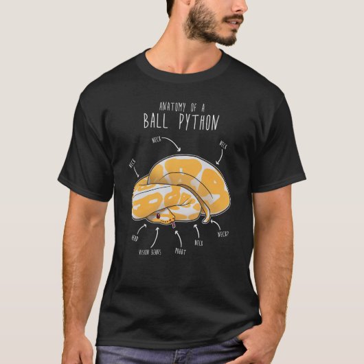 Anatomie van een Albino Ball Python, Grappig Repti T-shirt (Voorkant)