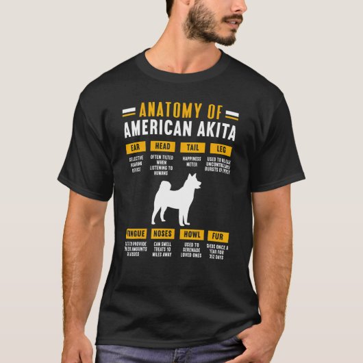 Anatomie van een Amerikaanse akita T-shirt (Voorkant)