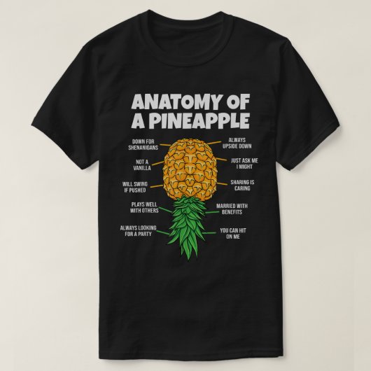 Anatomie van een anananassenzwinger schimmel onder t-shirt (Design voorkant)