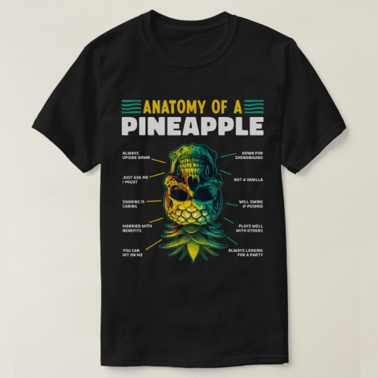 Anatomie van een ananas Funny Upside Down Pineappl T-shirt (Design voorkant)