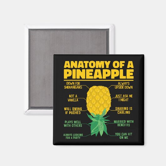 Anatomie van een ananas Grappige ananas liefhebber Magneet (Voorkant / Achterkant)