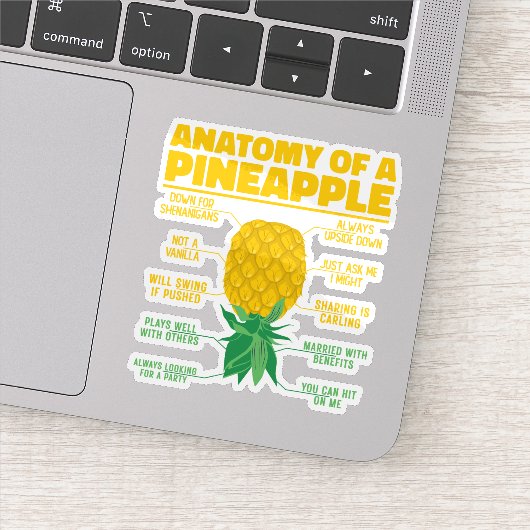 Anatomie van een ananas Grappige ananas liefhebber Sticker (Detail)