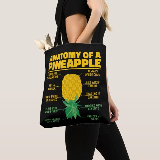 Anatomie van een ananas Grappige ananas liefhebber Tote Bag (Dichtbij)