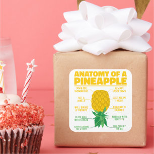 Anatomie van een ananas Grappige ananas liefhebber Vierkante Sticker
