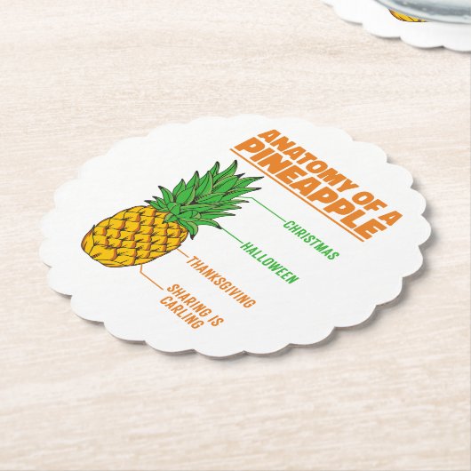 Anatomie van een ananas houdt van Feestdagen Famil Kartonnen Onderzetters (Gekanteld)