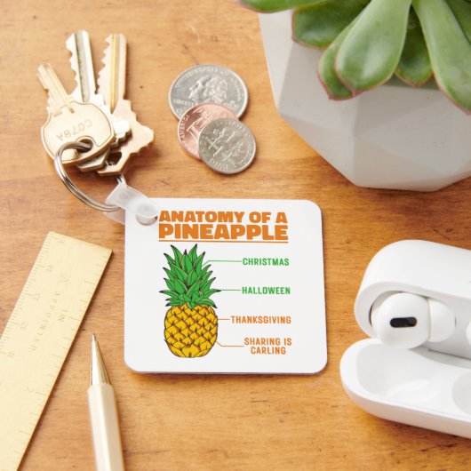Anatomie van een ananas houdt van Feestdagen Famil Sleutelhanger (Bureau)