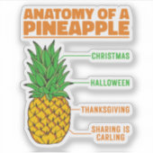 Anatomie van een ananas houdt van Feestdagen Famil Sticker (Voorkant)