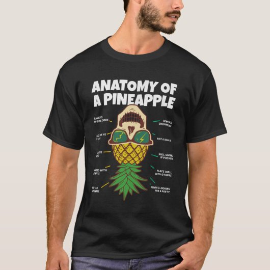 Anatomie van een ananas ondersteboven ananas zwaan t-shirt (Voorkant)