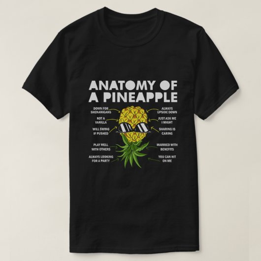 Anatomie van een ananas swinger grappig onderstebo t-shirt (Design voorkant)
