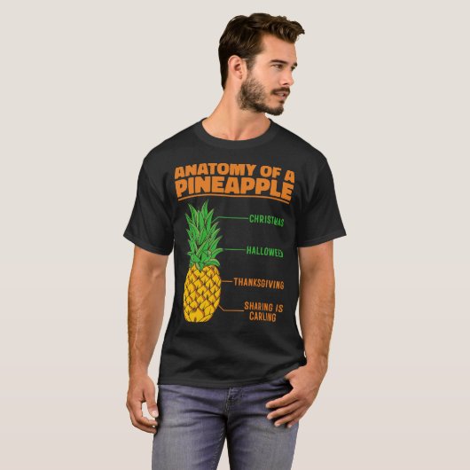 Anatomie van een ananasliefhebbers vakantie famili t-shirt (Voorkant volledig)