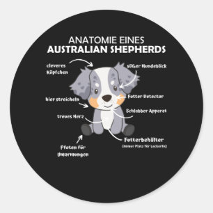 Anatomie van een Australische herder- en herderhaa Ronde Sticker