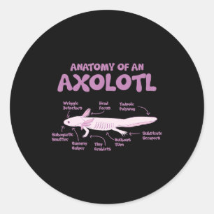 anatomie van een axolotl axolotls biologie science ronde sticker