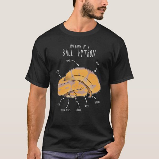 Anatomie van een bananenbal Python, grappige repti T-shirt (Voorkant)