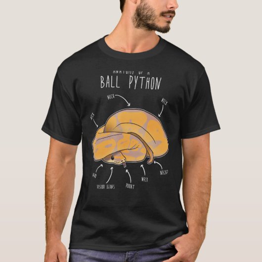 Anatomie van een bananenbal Python, grappige repti T-shirt (Voorkant)