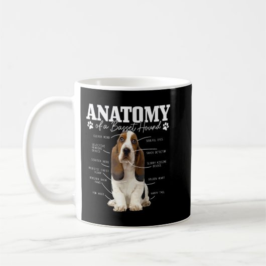 Anatomie van een Basset Hound Funny Cute Dog Basse Koffiemok (Links)