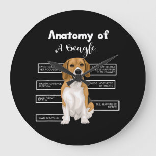 Anatomie van een beagle Funny Dog Lovers Gifts Grote Klok