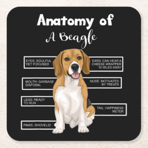 Anatomie van een beagle Funny Dog Lovers Gifts Kartonnen Onderzetters