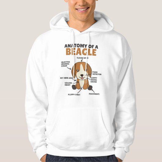 Anatomie van een beagle-koehandel hoodie (Voorkant)