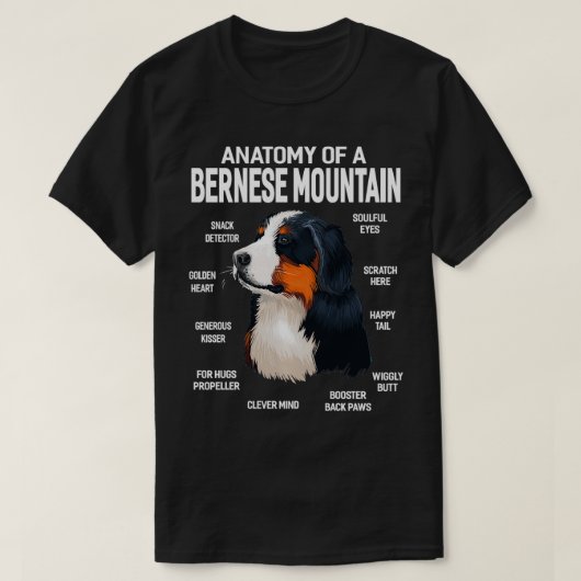 Anatomie van een Berner Berg Hond Grappig Gift T-shirt (Design voorkant)