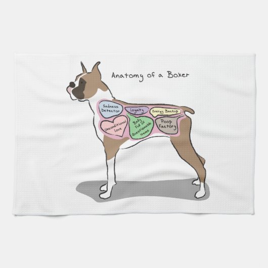 Anatomie van een Boxer Dog-cadeaus Theedoek (Horizontaal)