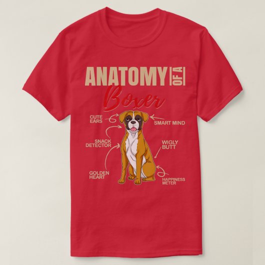 Anatomie van een Boxer Funny Boxer Dog T-shirt (Design voorkant)
