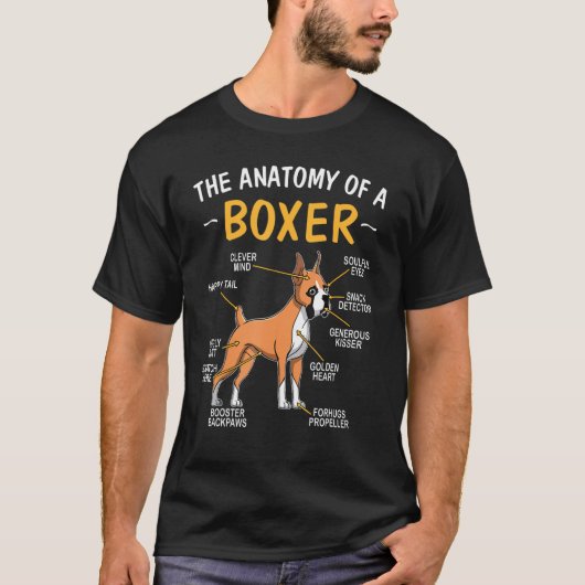 Anatomie van een boxer voor honden t-shirt (Voorkant)