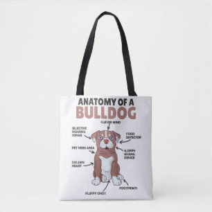 Anatomie van een bulledog Honden grappige papaver Tote Bag