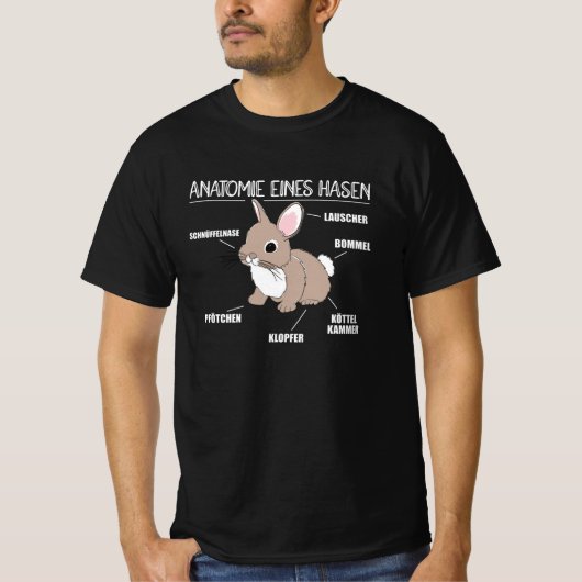 Anatomie van een bunny Funny Knob uitleg T-shirt (Voorkant)