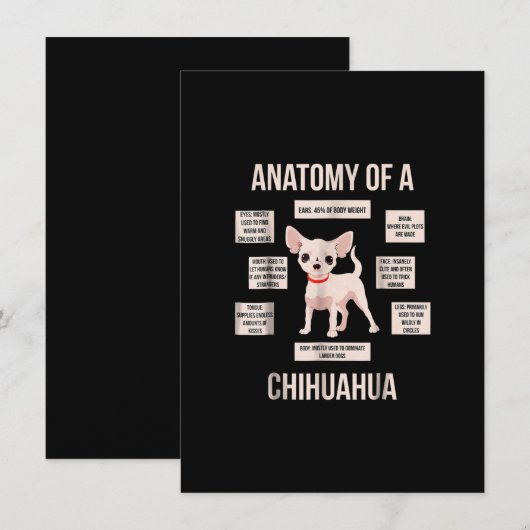 Anatomie van een chihuahua grappig puppy gift bedankkaart (Voorkant / Achterkant)