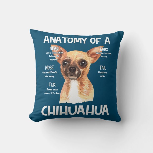 Anatomie van een Chihuahua voor Hondenliefhebbers Kussen (Voorkant)