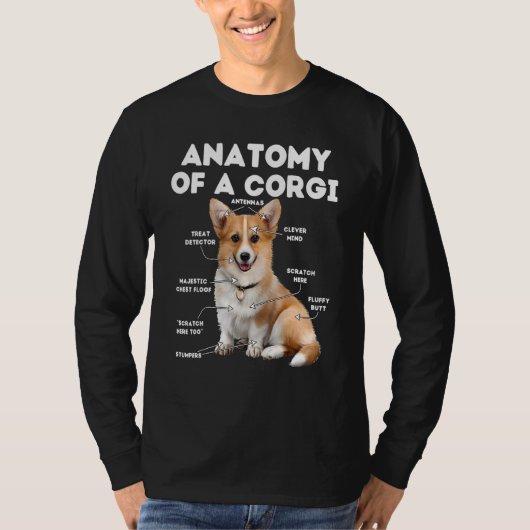 Anatomie van een Corgi Corgi Dog T-shirt (Voorkant)