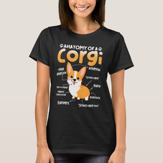 Anatomie van een Corgi Funny Pet Hondenliefhebbers T-shirt (Voorkant)