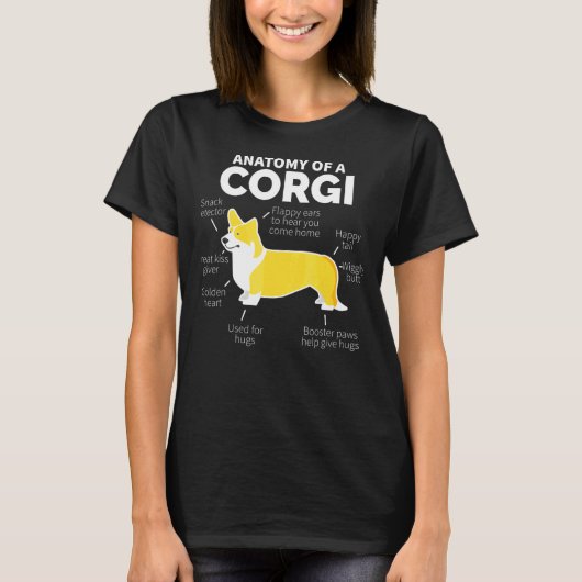 Anatomie van een Corgi-hond T-shirt (Voorkant)