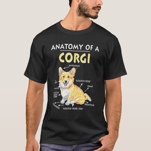 Anatomie van een Corgi-hond T-shirt (Voorkant)
