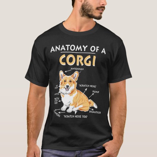 Anatomie van een Corgi hond T-shirt (Voorkant)