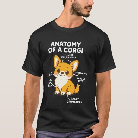Anatomie van een Corgi T-shirt (Voorkant)