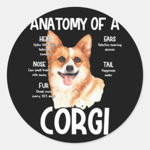 Anatomie van een Corgi voor Hondenliefhebbers Ronde Sticker